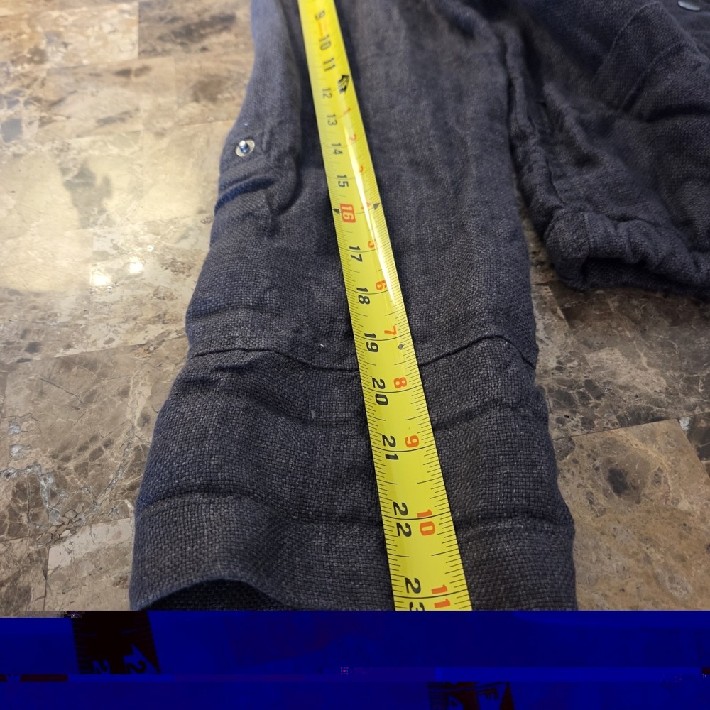 C & C California sz M 100% linen charcoal button up utility jacket lightweight - Picture 9 of 11